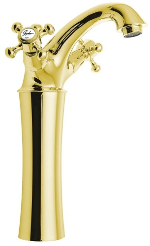 ANTEA bateria umywalkowa wysoka z odpływem, wysokość 245mm, złoto
