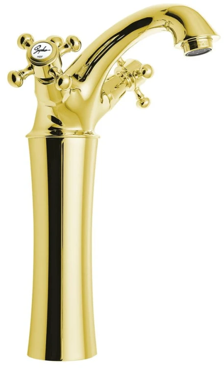ANTEA bateria umywalkowa wysoka z odpływem, wysokość 245mm, złoto