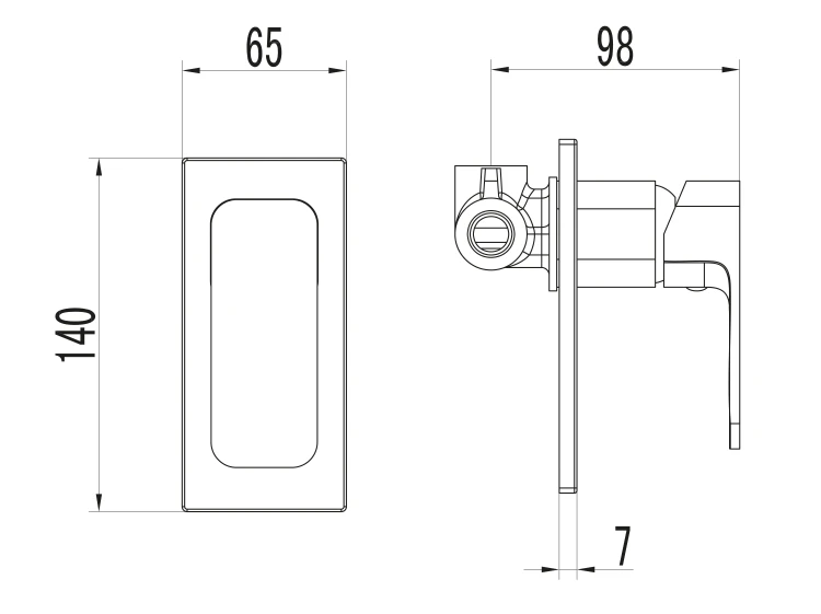 Rysunek techniczny - FACTOR bateria prysznicowa podtynkowa, 1 wyjście, chrom