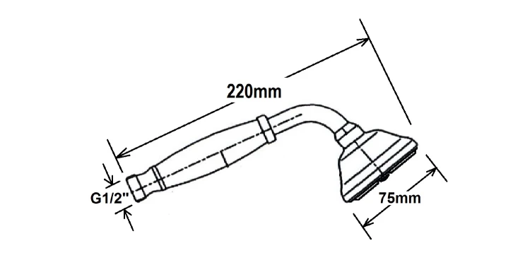 Rysunek techniczny - EPOCA słuchawka prysznicowa, 220mm, mosiądz/złoto