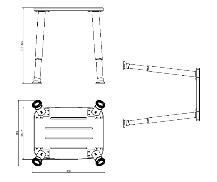 Rysunek techniczny - Taboret łazienkowy, bambus