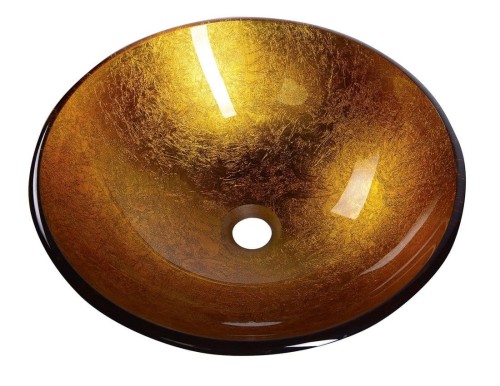 AGO szklana umywalka nablatowa średnica 42cm, złoty pomarańczowy #2