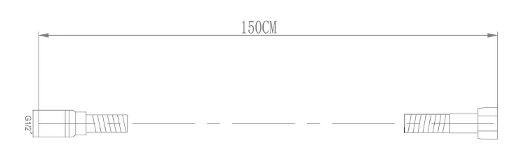 Rysunek techniczny - LUX wąż prysznicowy ze stali nierdzewnej, rozciągliwy 150-180cm, chrom