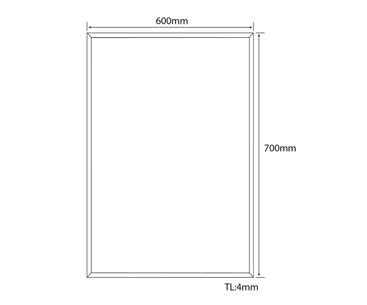 Rysunek techniczny - FLANCO lustro fazowane 60x70cm, CU free
