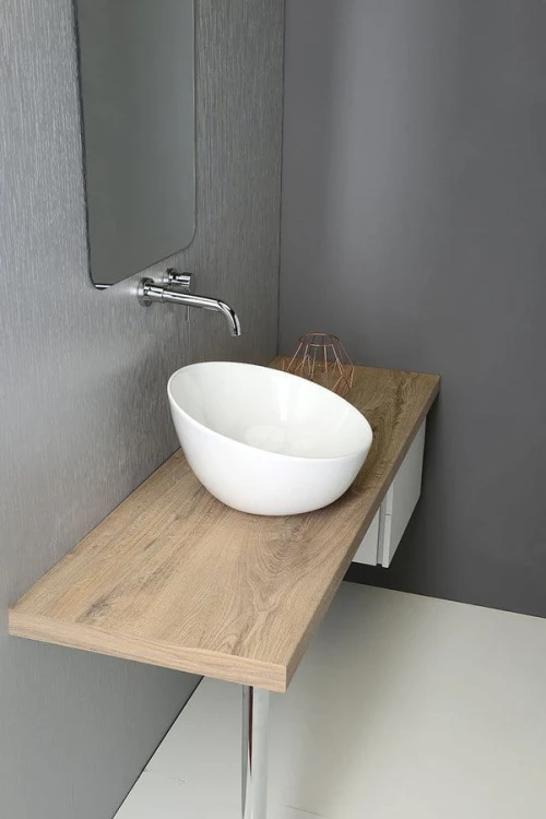 DOME OBLIQUO umywalka ceramiczna nablatowa wysoka , Ø 44,5cm, biały #2