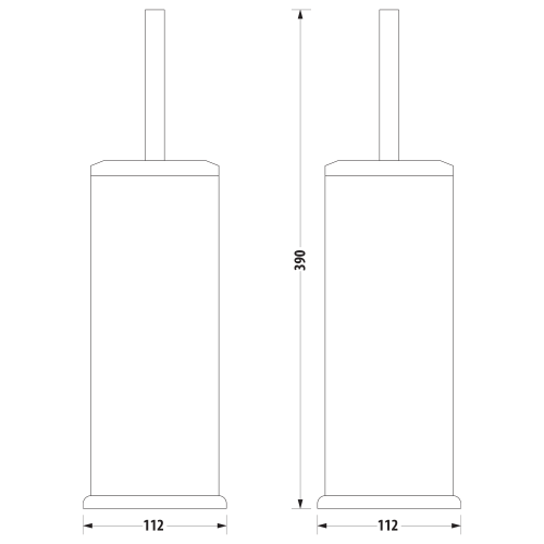 Rysunek techniczny - SIMPLE LINE szczotka do toalety kwadratowa, stal nierdzewna mat