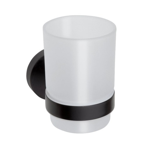 X-ROUND BLACK wisząci kubek, szkło mleczne, czarny mat
