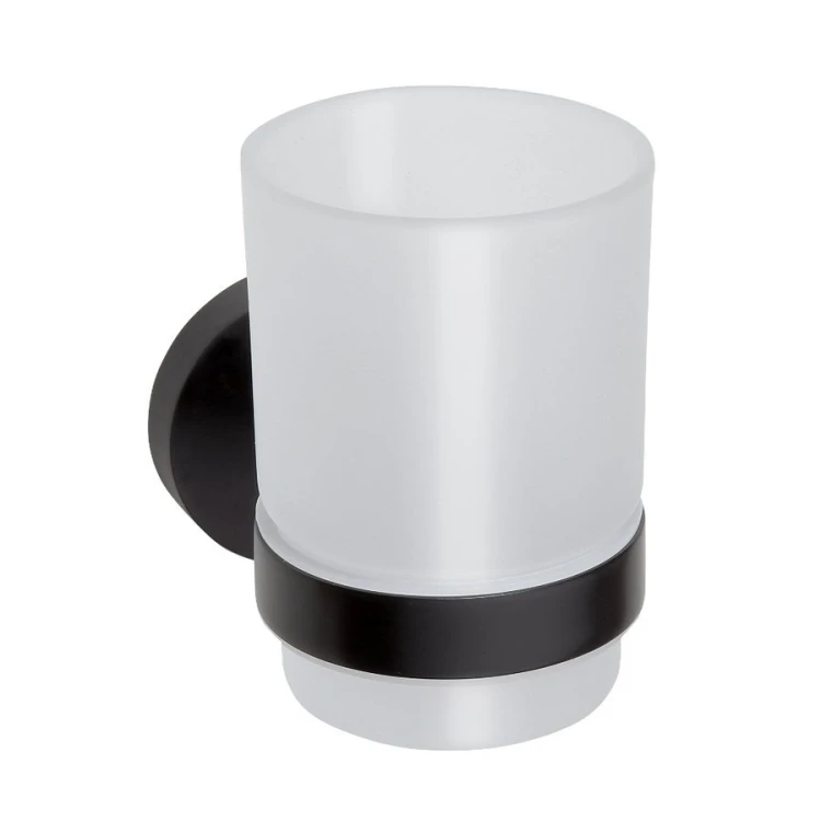 X-ROUND BLACK wisząci kubek, szkło mleczne, czarny mat