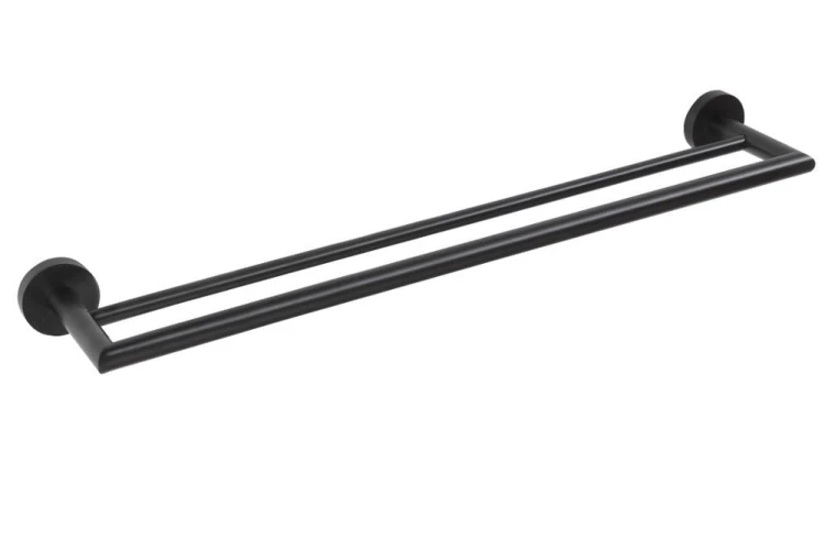 X-ROUND BLACK wieszak na ręczniki podwójny 600mm, czarny mat