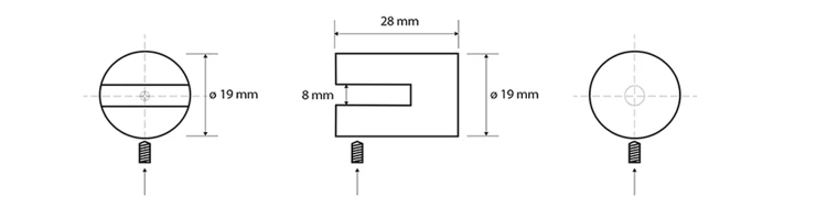 Rysunek techniczny - X-ROUND uchwyty do szklanych półek 8mm, chrom