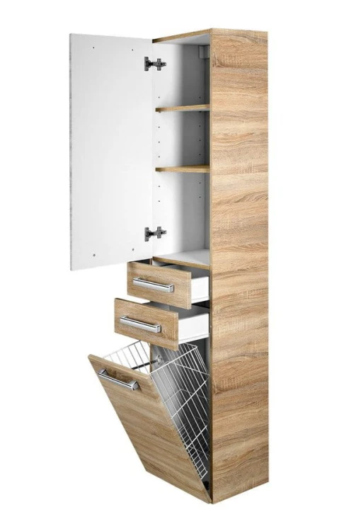 VEGA słupek wysoki z koszem na bieliznę 40x184x31cm, dąb platin #4