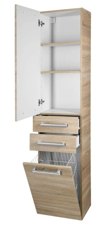 VEGA słupek wysoki z koszem na bieliznę 40x184x31cm, dąb platin #5