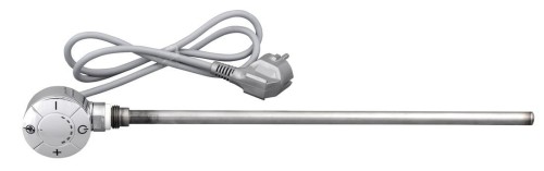 Grzałka z termostatem, kabel prosty, 300 W, chrom