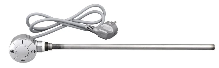 Grzałka z termostatem, kabel prosty, 400 W, chrom