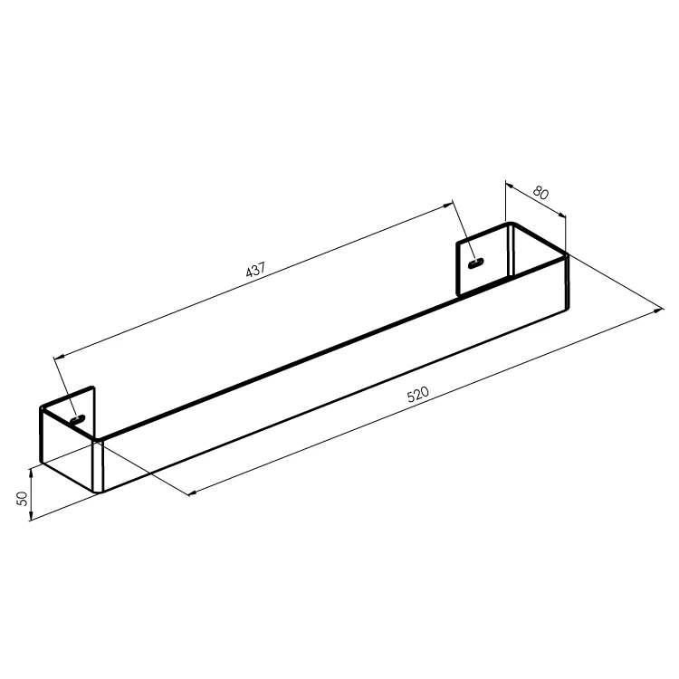 Rysunek techniczny - TABELLA wieszak na ręcznik 520mm, stal nierdzewna mat
