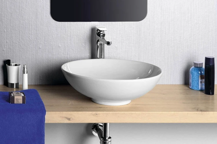 DIMP umywalka ceramiczna nablatowa, Ø 46cm, biały #5