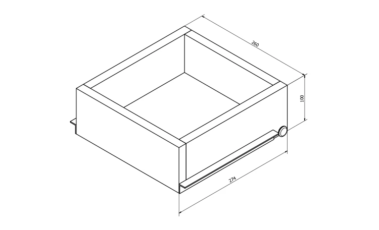 Rysunek techniczny - ESPACE szuflada wewnętrzna 256x100x280mm do ESC230, ESC330, ESC530 i ESC630