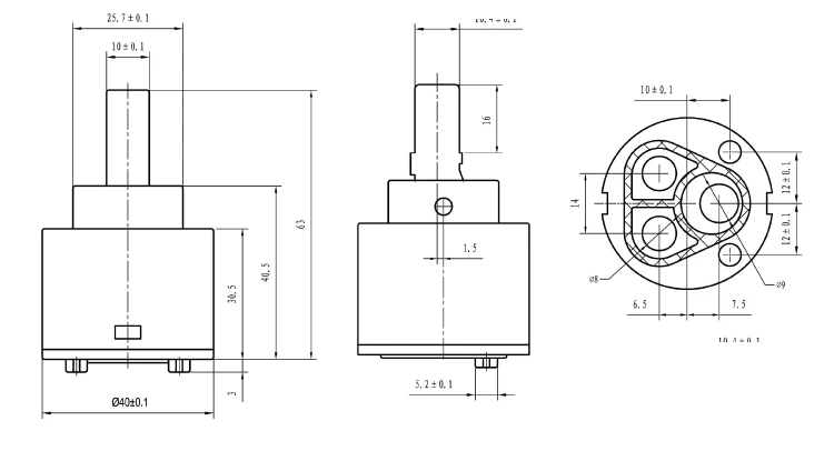 Rysunek techniczny - Glowica zamienna 40mm, niska