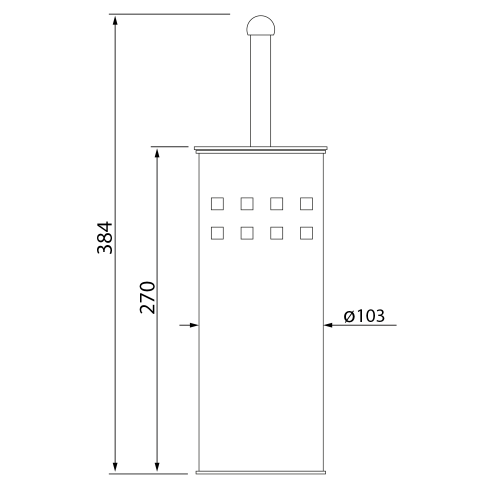 Rysunek techniczny - SIMPLE LINE szczotka do wc cylindryczna z otworami, biały