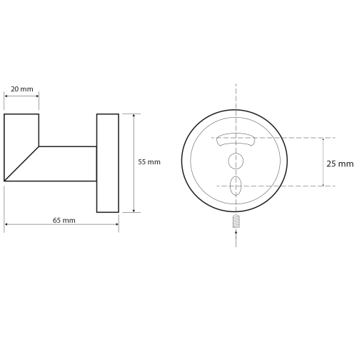 Rysunek techniczny - X-ROUND BLACK haczyk, czarny mat