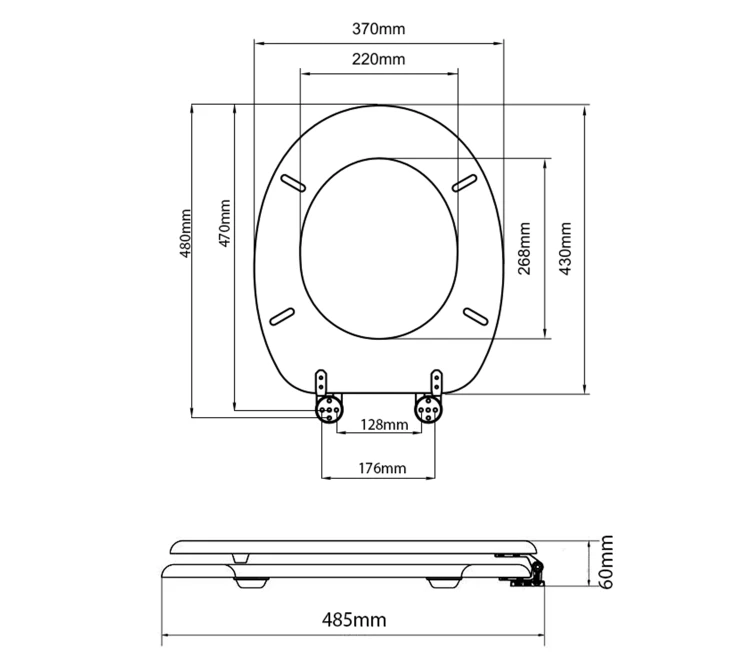 Rysunek techniczny - AQUALINE deska WC, orzech