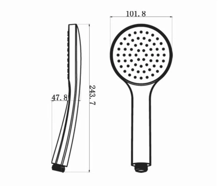 Rysunek techniczny - Słuchawka prysznicowa, średnica 102mm, ABS/czarny mat