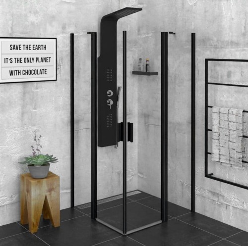 ZOOM BLACK kabina prysznicowa narożna 900x900mm, szkło czyste