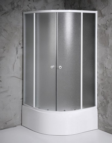 ARLEN kabina prysznicowa półokrągła niska 900x900x1500 mm, szkło Brick