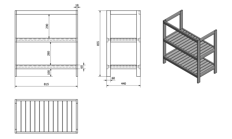 Rysunek techniczny - ETIDE szafka umywalkowa 81,5x86x44 cm, biały mat