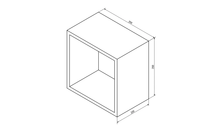 Rysunek techniczny - ESPACE szafka otwarta, 35x35x22cm, sosna rustykalna