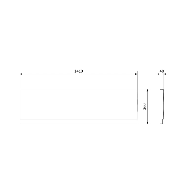 Rysunek techniczny - DEEP PLAIN obudowa czołowa 140x36cm, lewa