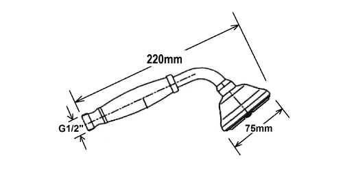 Rysunek techniczny - EPOCA sluchawka prysznicowa, 220mm, mosiądz/nikiel