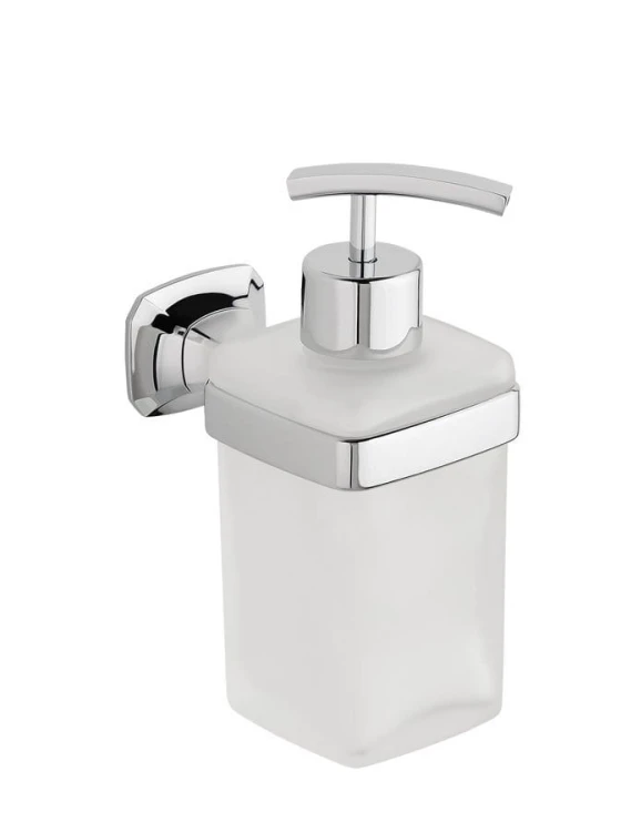 AIDA dozownik mydła 270 ml, szkło mleczne, chrom