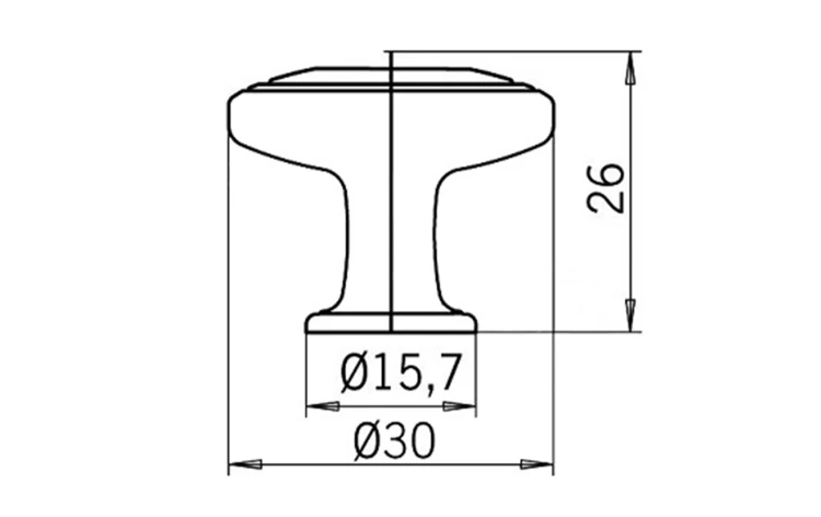Rysunek techniczny - Metalowy uchwyt, Ø 30mm, chrom/biały