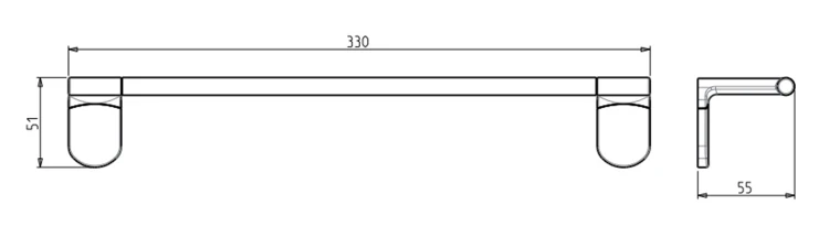 Rysunek techniczny - ZERO wieszak na ręczniki 330mm, chrom
