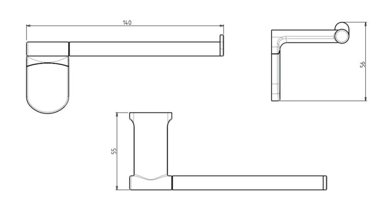 Rysunek techniczny - ZERO wieszak na papier toaletowy, chrom