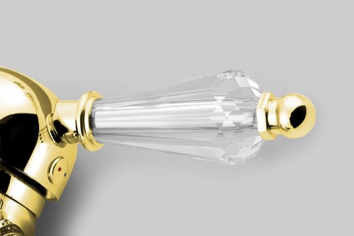 KIRKÉ CRYSTAL bateria bidetowa z odpływem, uchwyt kryształ, złoto #2
