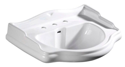 RETRO umywalka ceramiczna 69x52cm, z 3 otworami na baterię, biały