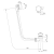 Rysunek techniczny - Zestaw odpływowy z napełnianiem, dł. 775mm, korek automatyczny 72mm, biały