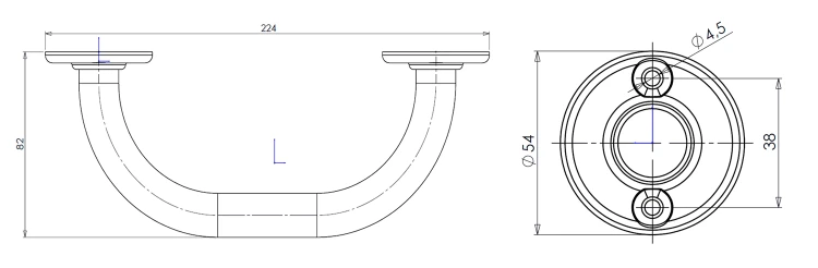 Rysunek techniczny - WHITE LINE uchwyt do wanny 20x8cm, biały