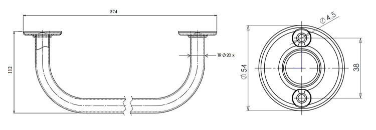 Rysunek techniczny - WHITE LINE wieszak na ręczniki 500mm, biały