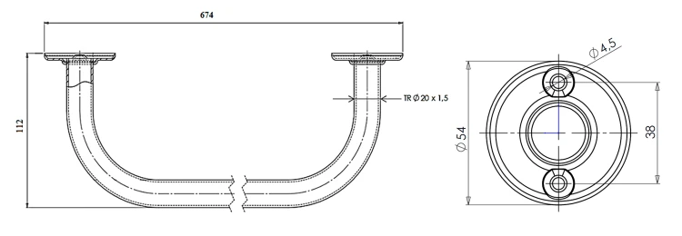 Rysunek techniczny - WHITE LINE wieszak na ręczniki 600mm, biały