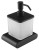 FLORI dozownik do mydła 300ml, szkło mleczne, czarny mat