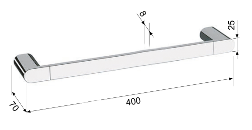 Rysunek techniczny - FLORI wieszak na ręczniki 400mm, biały mat