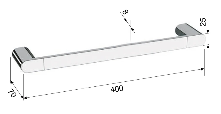 Rysunek techniczny - FLORI wieszak na ręczniki 400mm, czarny mat