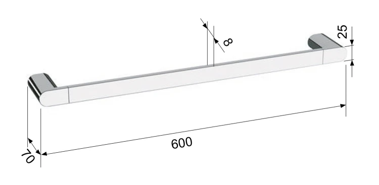 Rysunek techniczny - FLORI wieszak na ręczniki 600mm, biały mat