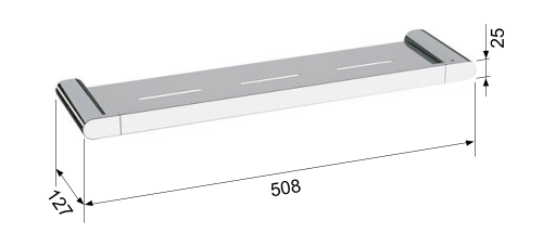 Rysunek techniczny - FLORI półka 508x25x127mm, biały mat