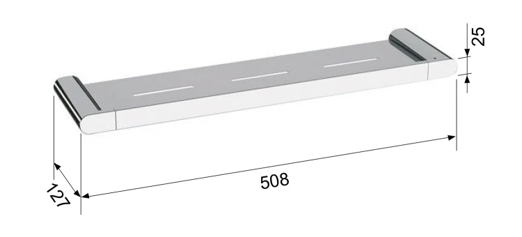 Rysunek techniczny - FLORI półka 508x25x127mm, biały mat