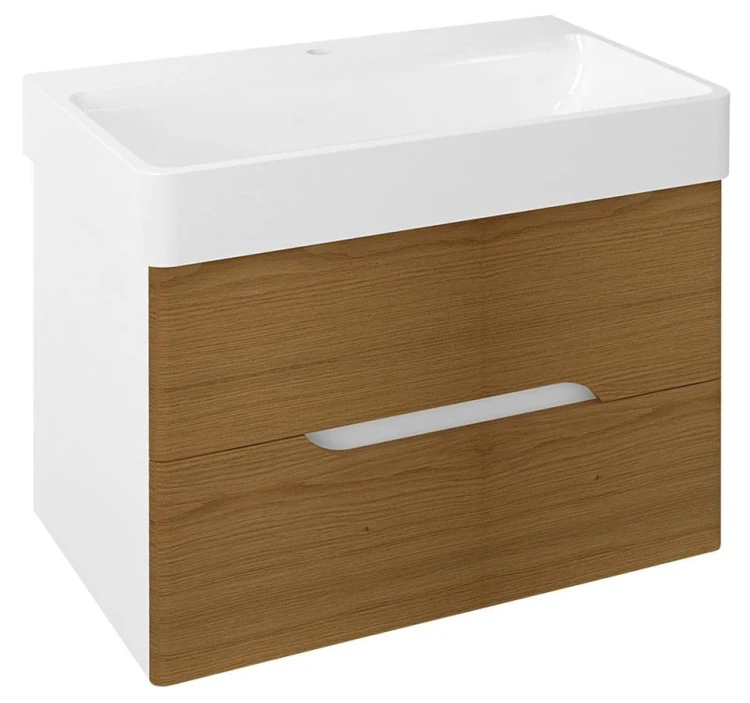MEDIENA szafka umywalkowa 76x51x48,5cm, biały mat/dąb natural