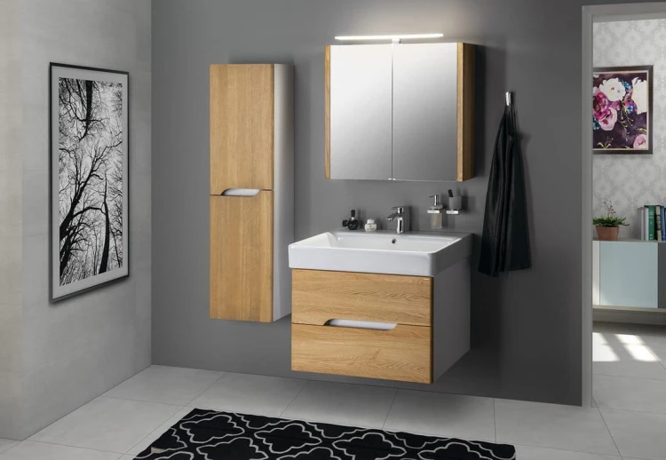 MEDIENA szafka umywalkowa 76x51x48,5cm, biały mat/dąb natural #5